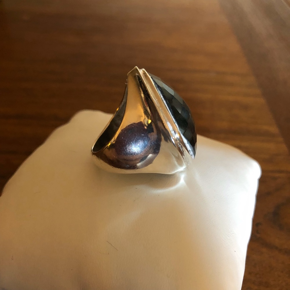 Facet-Cut Deep Green Jade Statement Ring - image 3